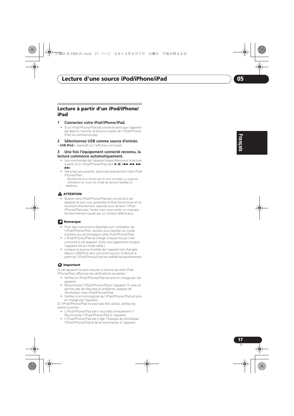 Lecture à partir d’un ipod/iphone/ipad, Lecture d’une source ipod/iphone/ipad 05, Lecture à partir d’un ipod/iphone/ ipad | Pioneer X-HM51-W User Manual | Page 53 / 220