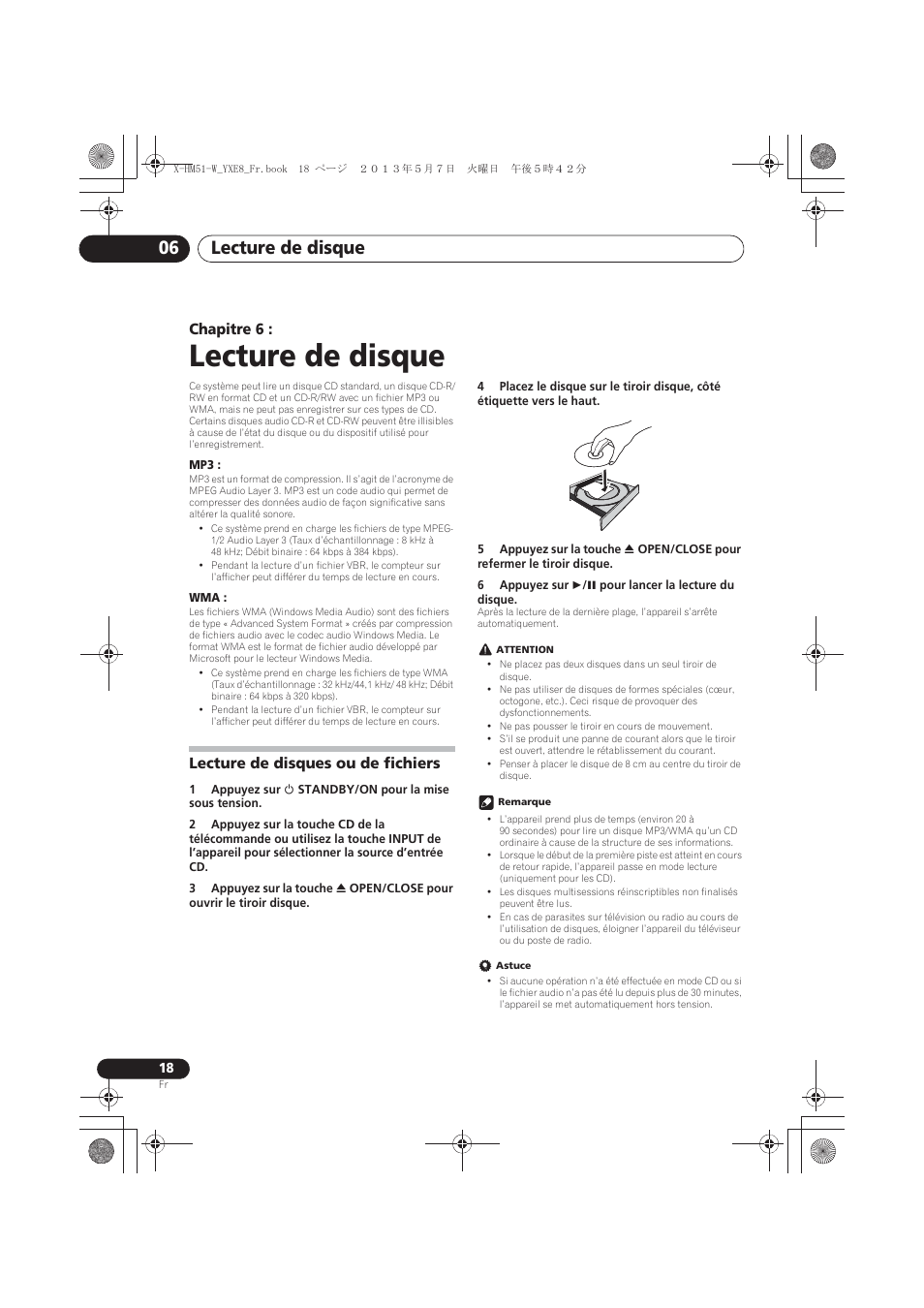 06 lecture de disque, Lecture de disques ou de fichiers, Lecture de disque | Lecture de disque 06, Chapitre 6 | Pioneer X-HM51-W User Manual | Page 54 / 220
