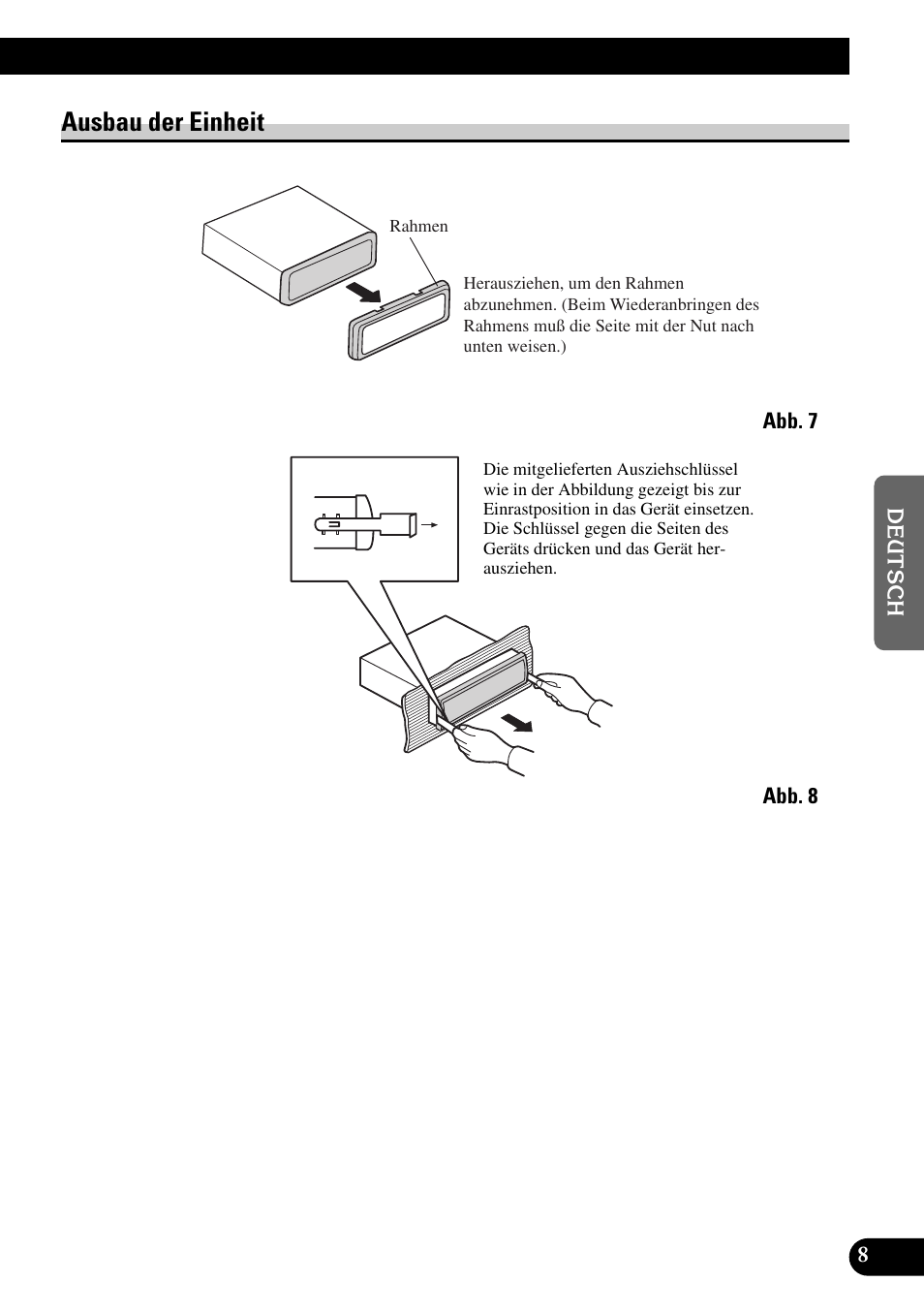 Ausbau der einheit | Pioneer DEH-P90DAB User Manual | Page 29 / 64