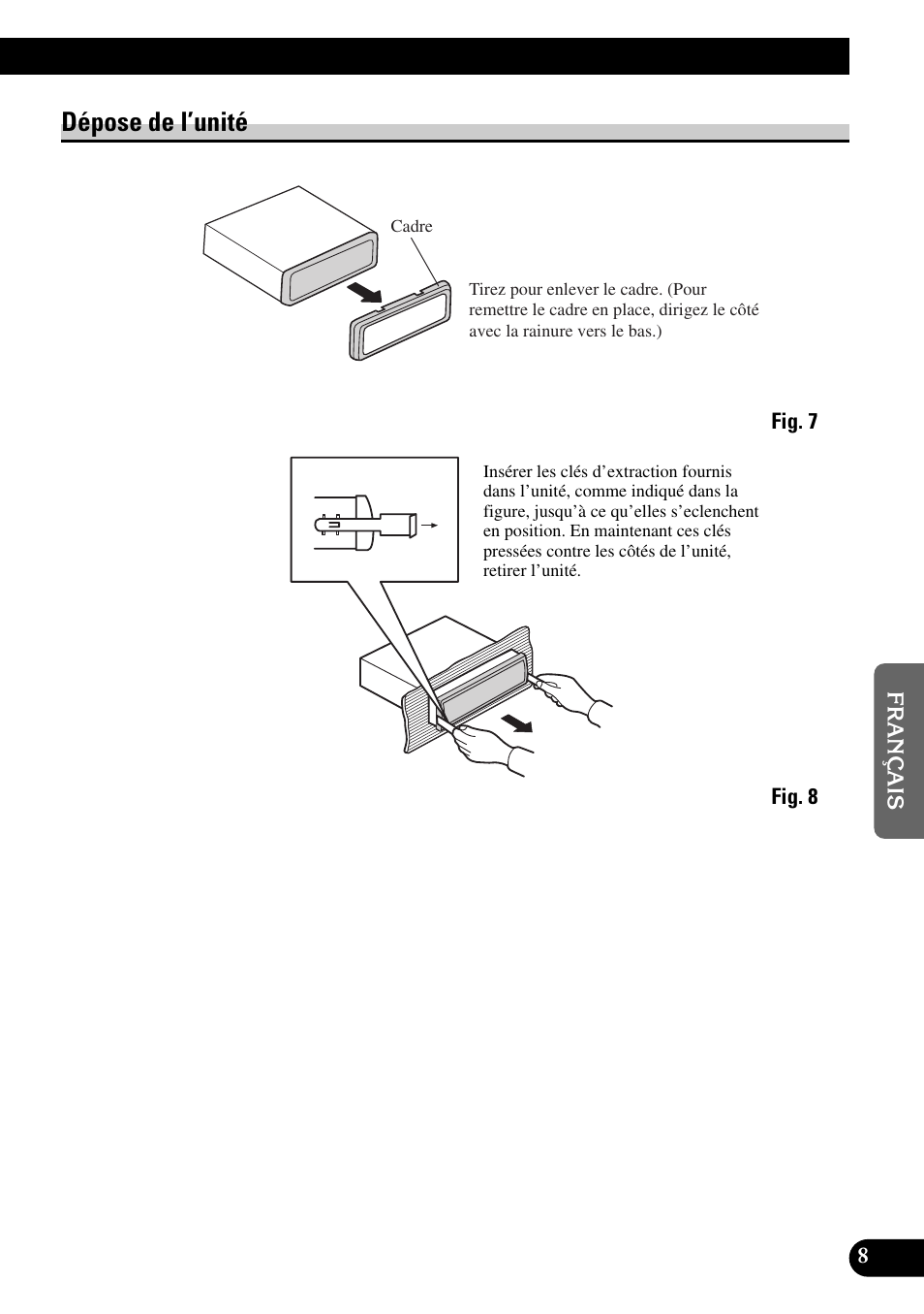 Dépose de l’unité | Pioneer DEH-P90DAB User Manual | Page 39 / 64