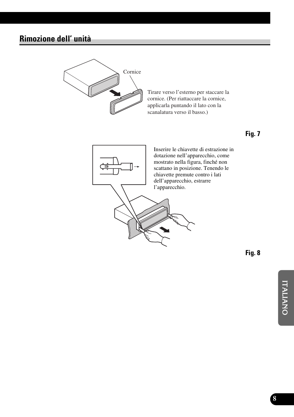 Rimozione dell’unità, Rimozione dell’ unità | Pioneer DEH-P90DAB User Manual | Page 49 / 64