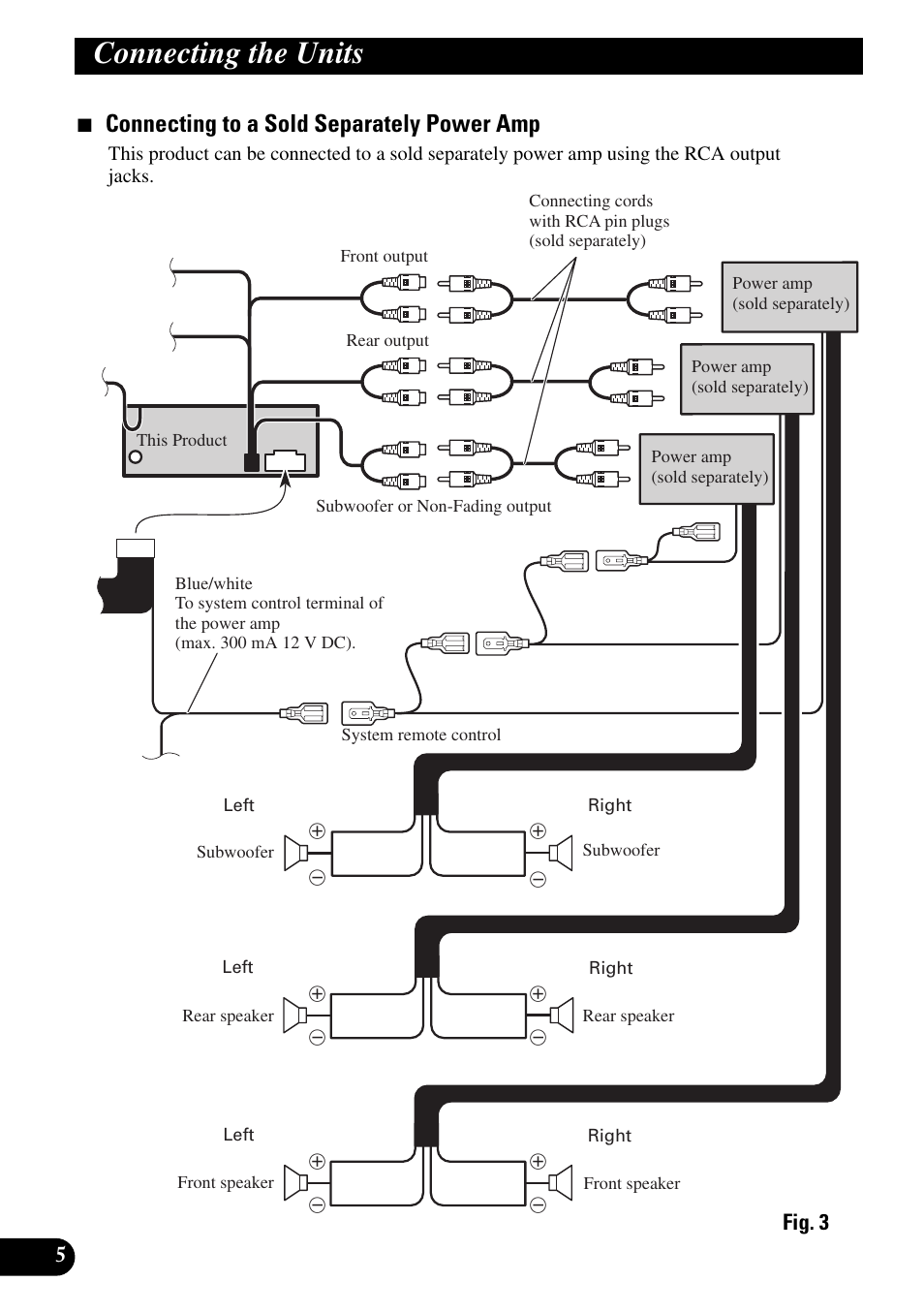 Connecting the units, Connecting to a sold separately power amp | Pioneer DEH-P90DAB User Manual | Page 6 / 64