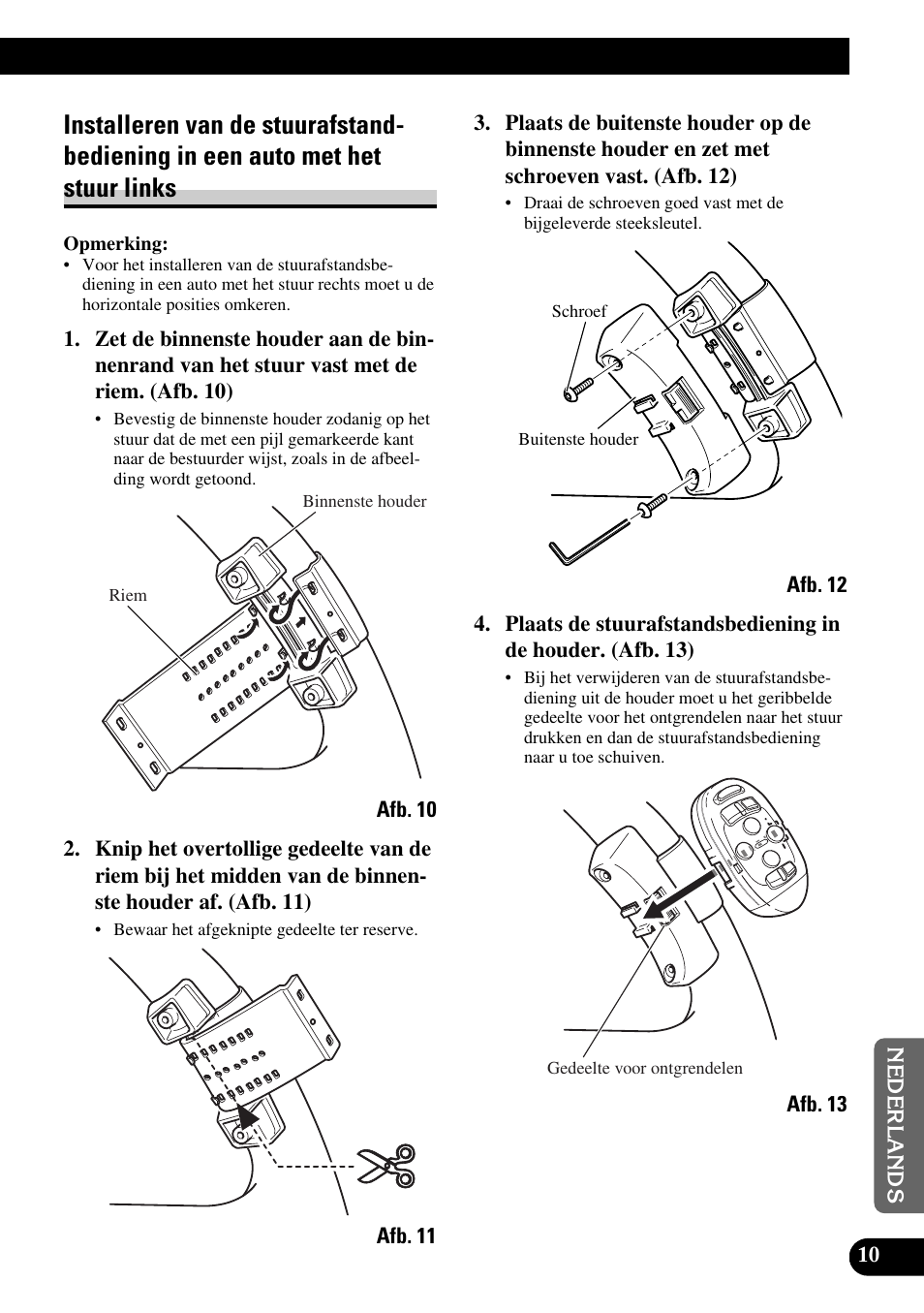 Installeren van de stuurafstandbediening, In een auto met het stuur links | Pioneer DEH-P90DAB User Manual | Page 61 / 64