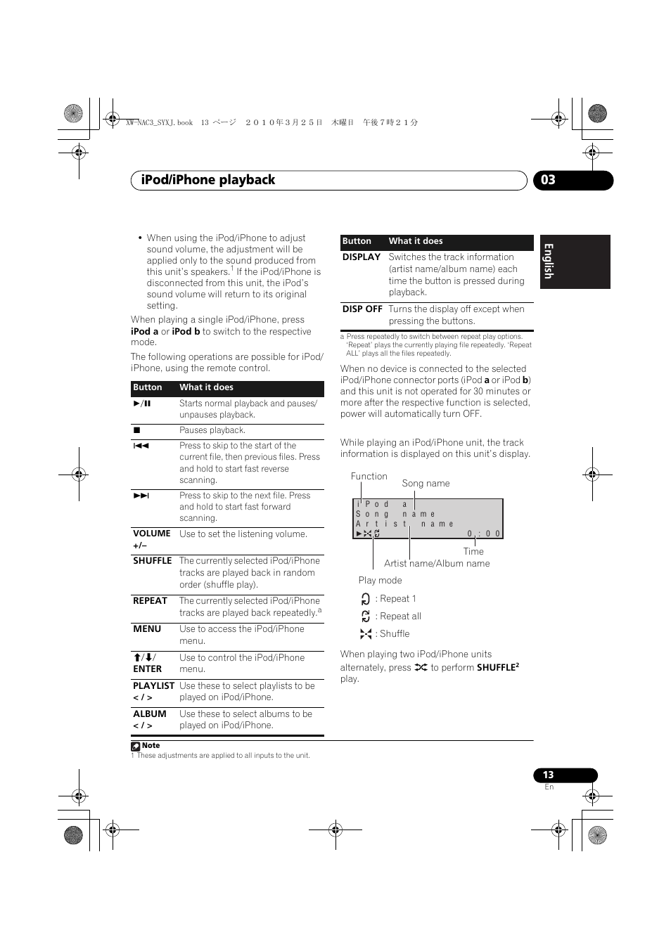 Ipod/iphone playback 03, English français español | Pioneer XW-NAC3-R User Manual | Page 13 / 132