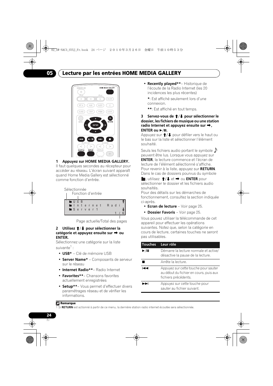 Lecture par les entrées home media gallery 05 | Pioneer XW-NAC3-R User Manual | Page 66 / 132