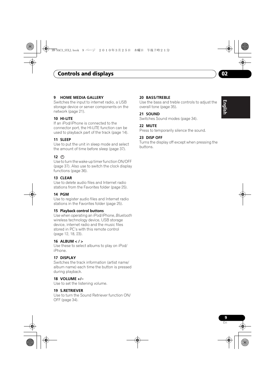 Controls and displays 02 | Pioneer XW-NAC3-R User Manual | Page 9 / 132