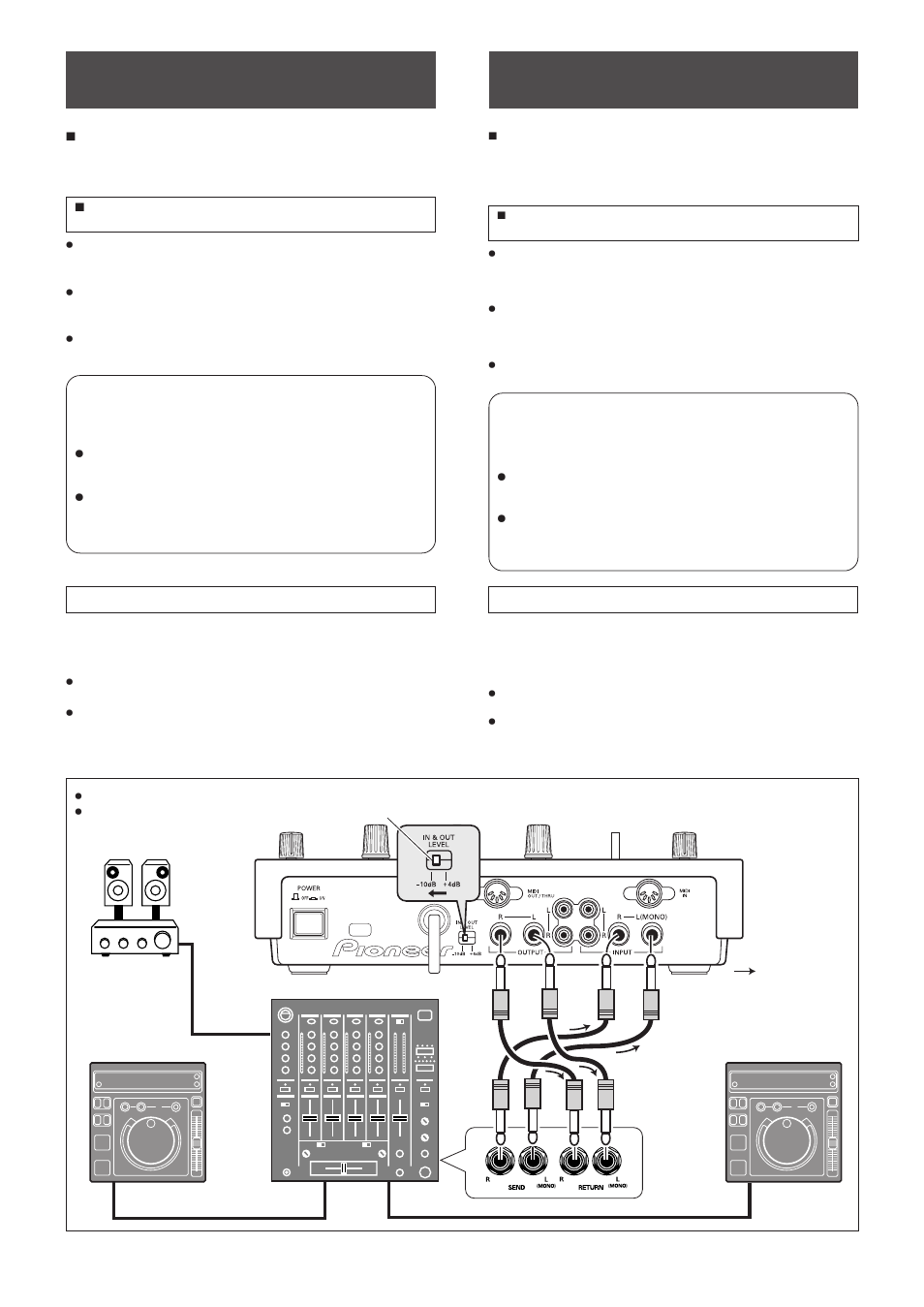 Connections, Branchements, Basic connections | Branchements de base | Pioneer Efx-500 User Manual | Page 12 / 80