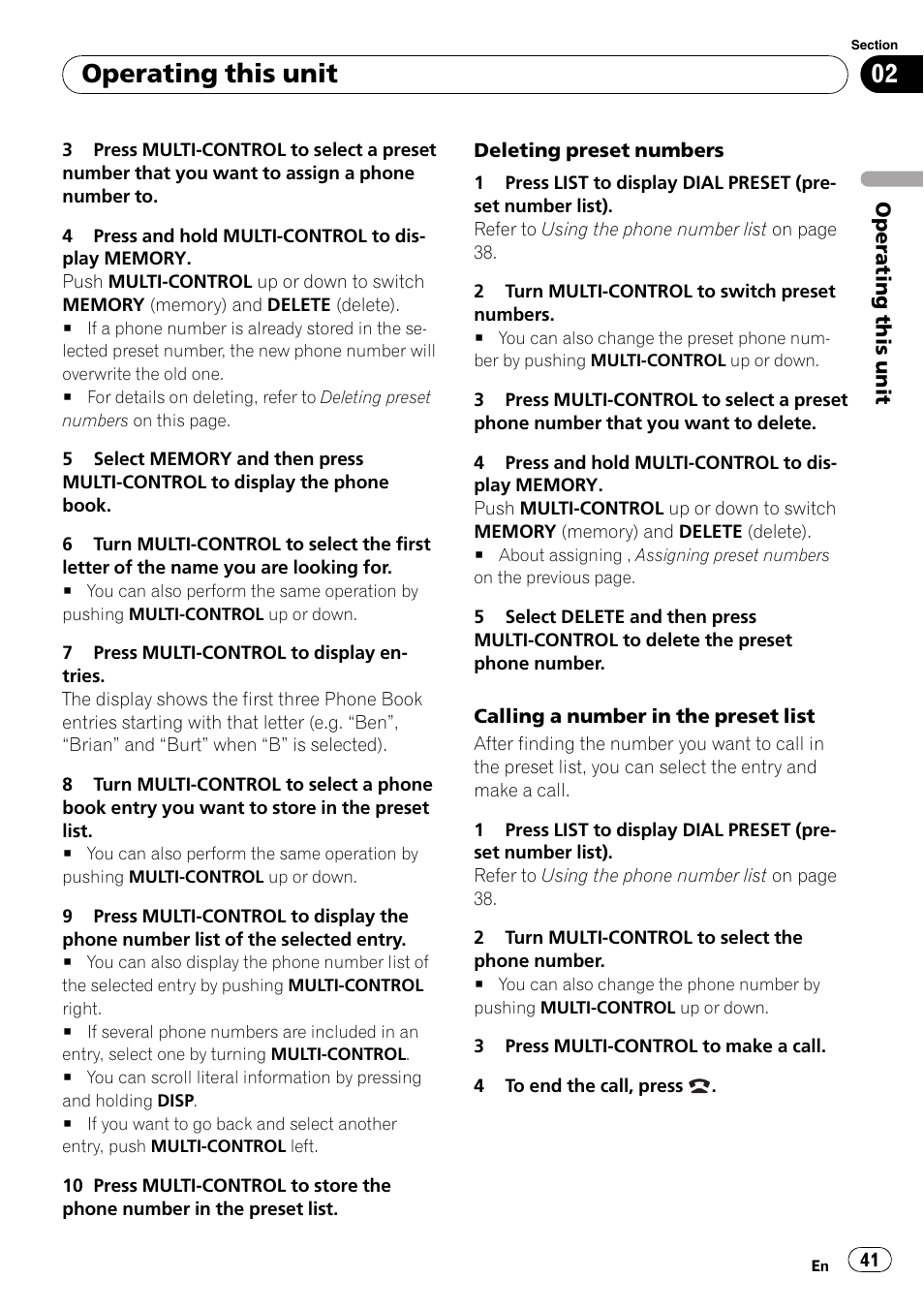 Operating this unit | Pioneer FH-P80BT User Manual | Page 41 / 77