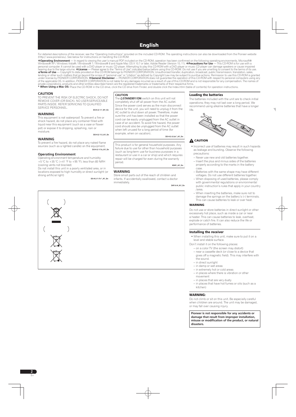 Quick start guide, Home cinema package, English | Pioneer HTP-073 User Manual | Page 2 / 28