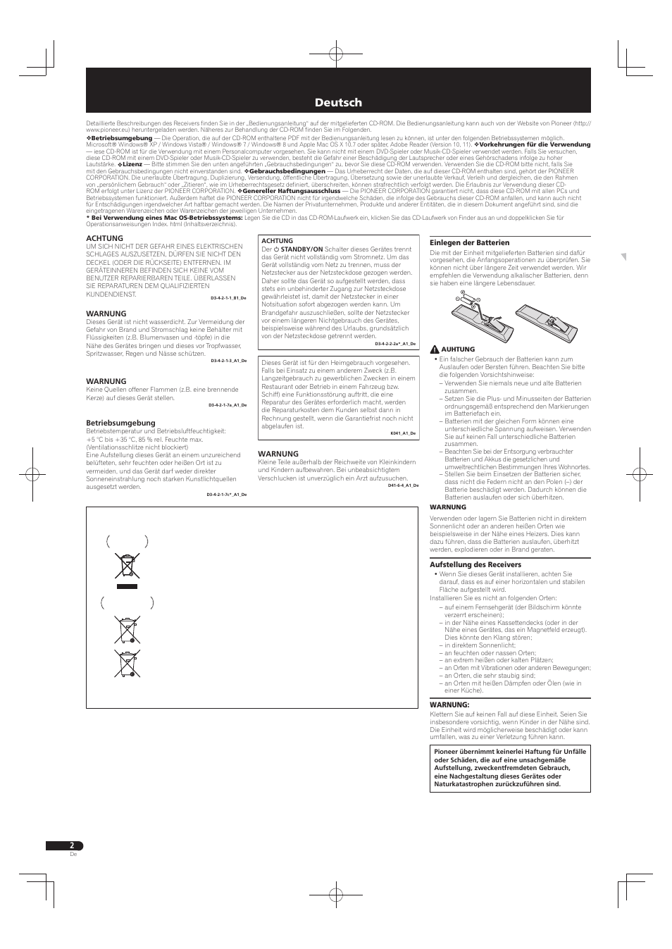 Kurzanleitung, Heimkino-einheit, Deutsch | Pioneer HTP-073 User Manual | Page 22 / 28