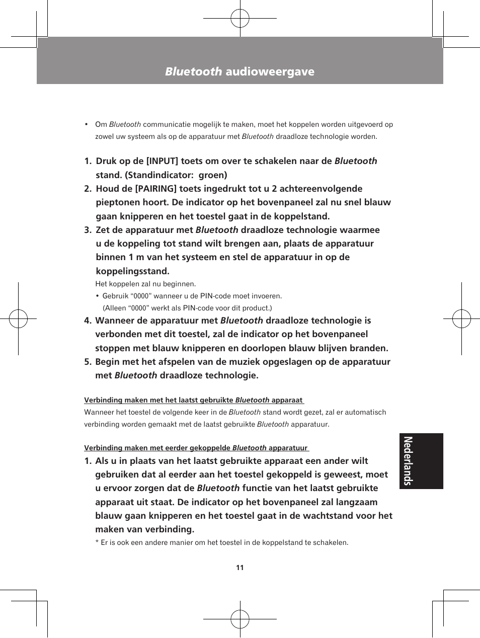 Nederlands, Bluetooth audioweergave | Pioneer XW-BTS5-W User Manual | Page 101 / 112