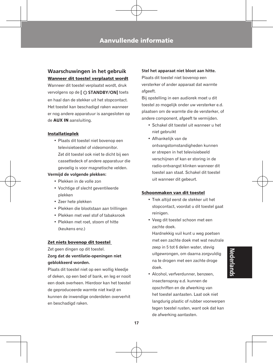 Nederlands, Aanvullende informatie | Pioneer XW-BTS5-W User Manual | Page 107 / 112