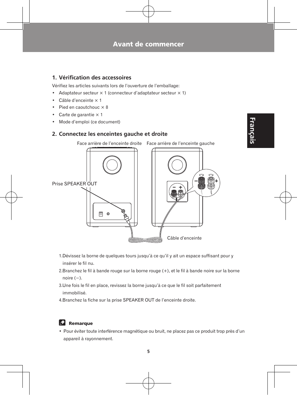 Avant de commencer, Français | Pioneer XW-BTS5-W User Manual | Page 23 / 112