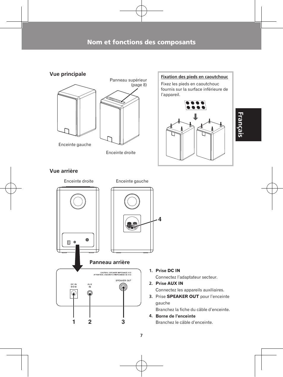 Nom et fonctions des composants, Français | Pioneer XW-BTS5-W User Manual | Page 25 / 112