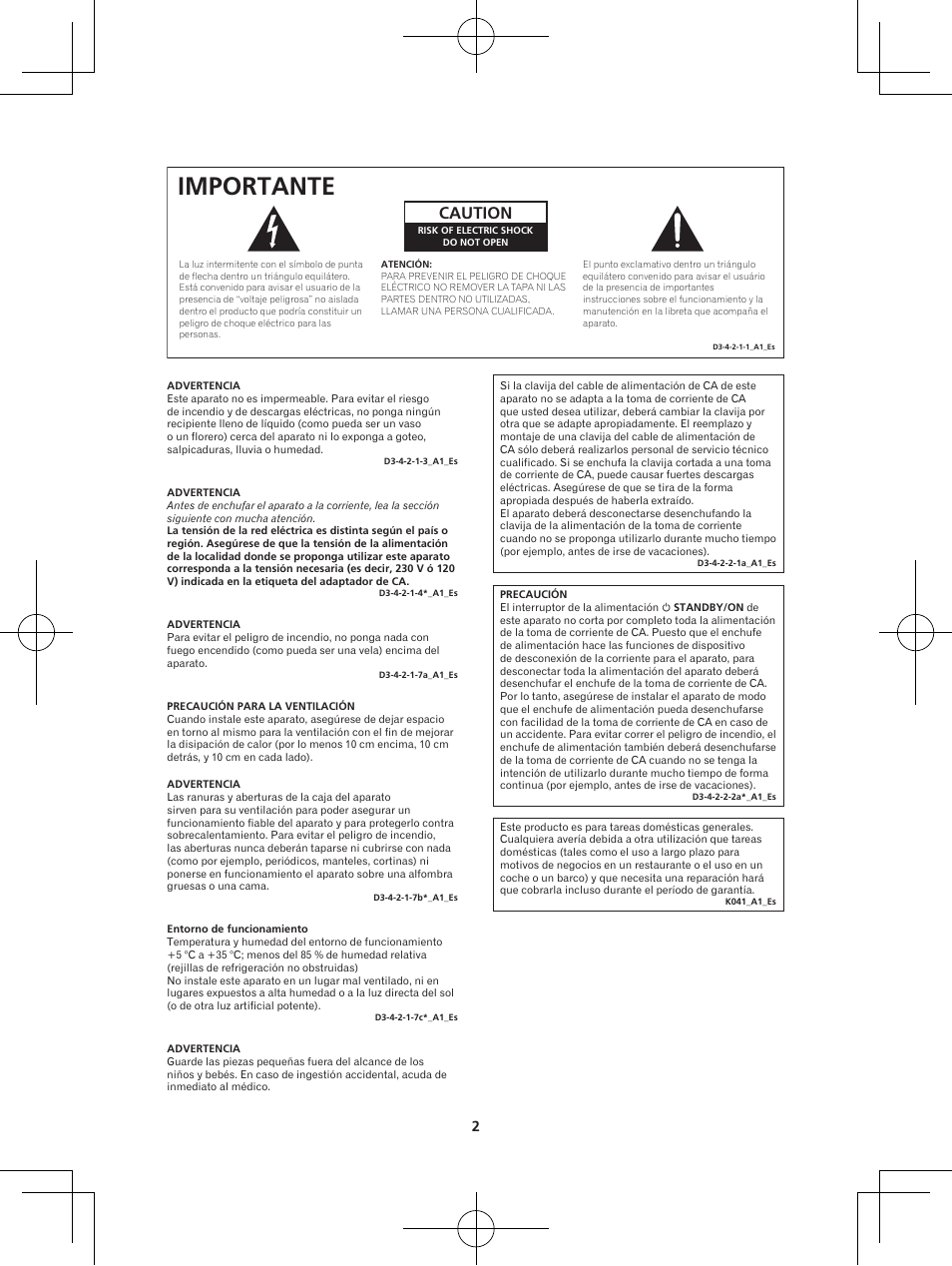 Importante, Caution | Pioneer XW-BTS5-W User Manual | Page 38 / 112