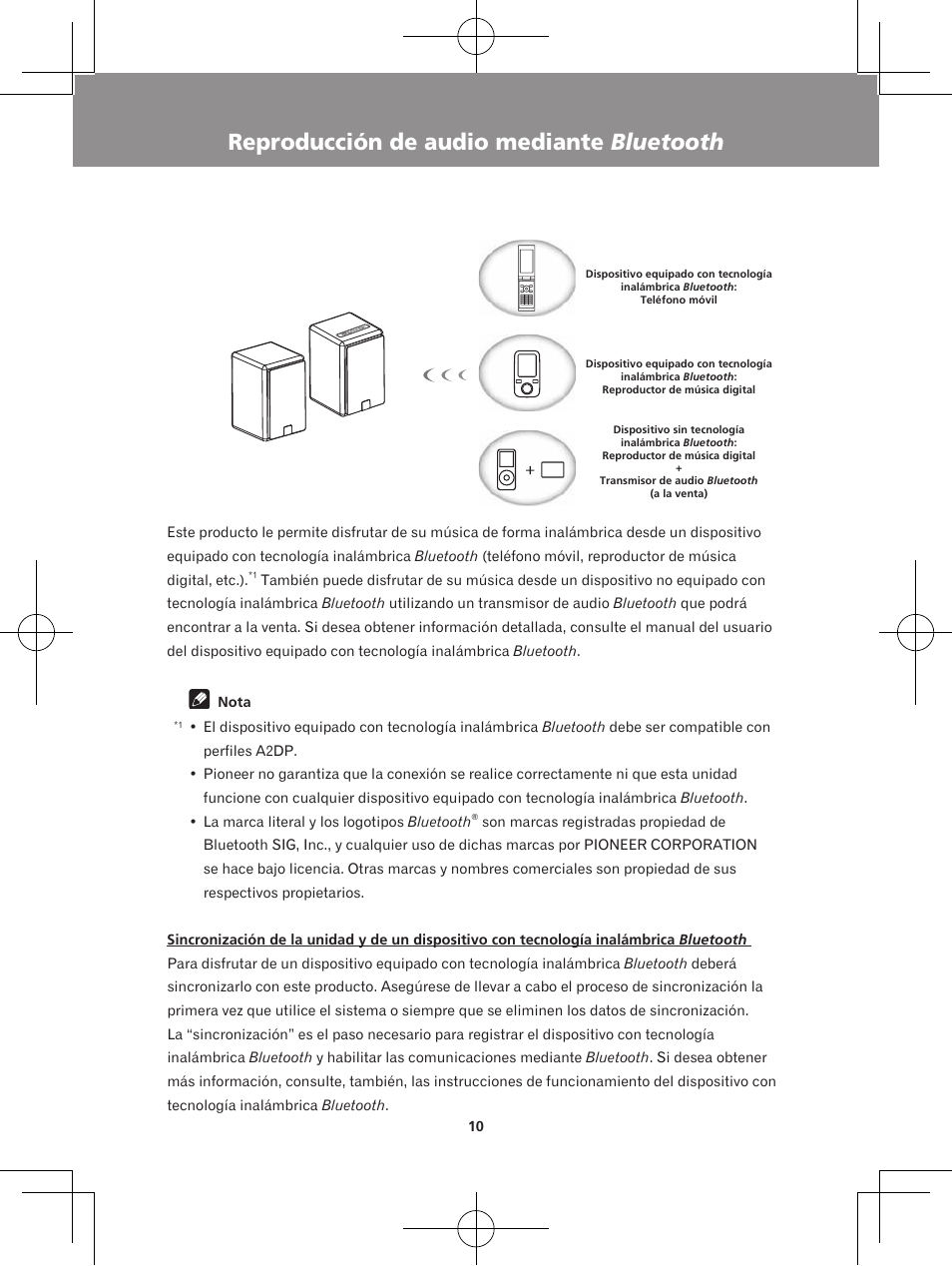 Reproducción de audio mediante bluetooth | Pioneer XW-BTS5-W User Manual | Page 46 / 112