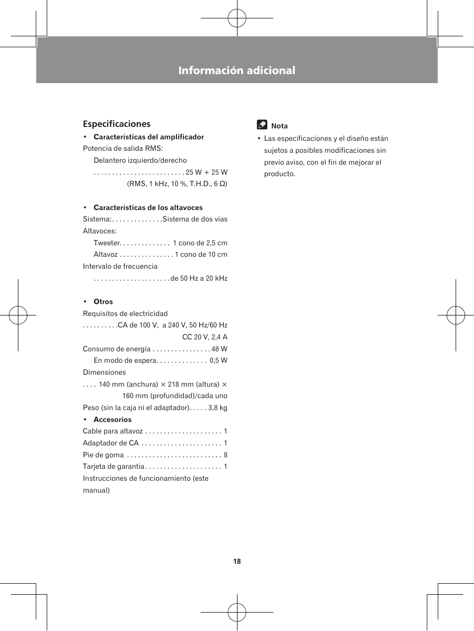 Información adicional | Pioneer XW-BTS5-W User Manual | Page 54 / 112