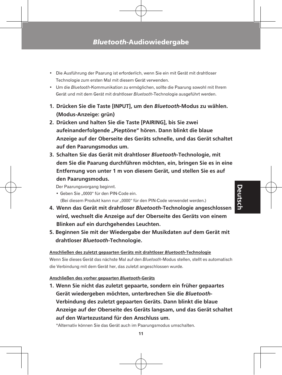 Deutsch, Bluetooth -audiowiedergabe | Pioneer XW-BTS5-W User Manual | Page 65 / 112
