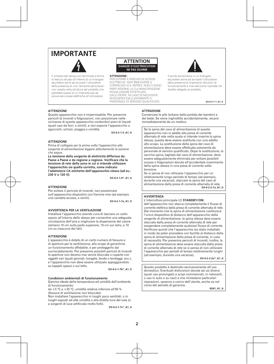 Importante, Attention | Pioneer XW-BTS5-W User Manual | Page 74 / 112