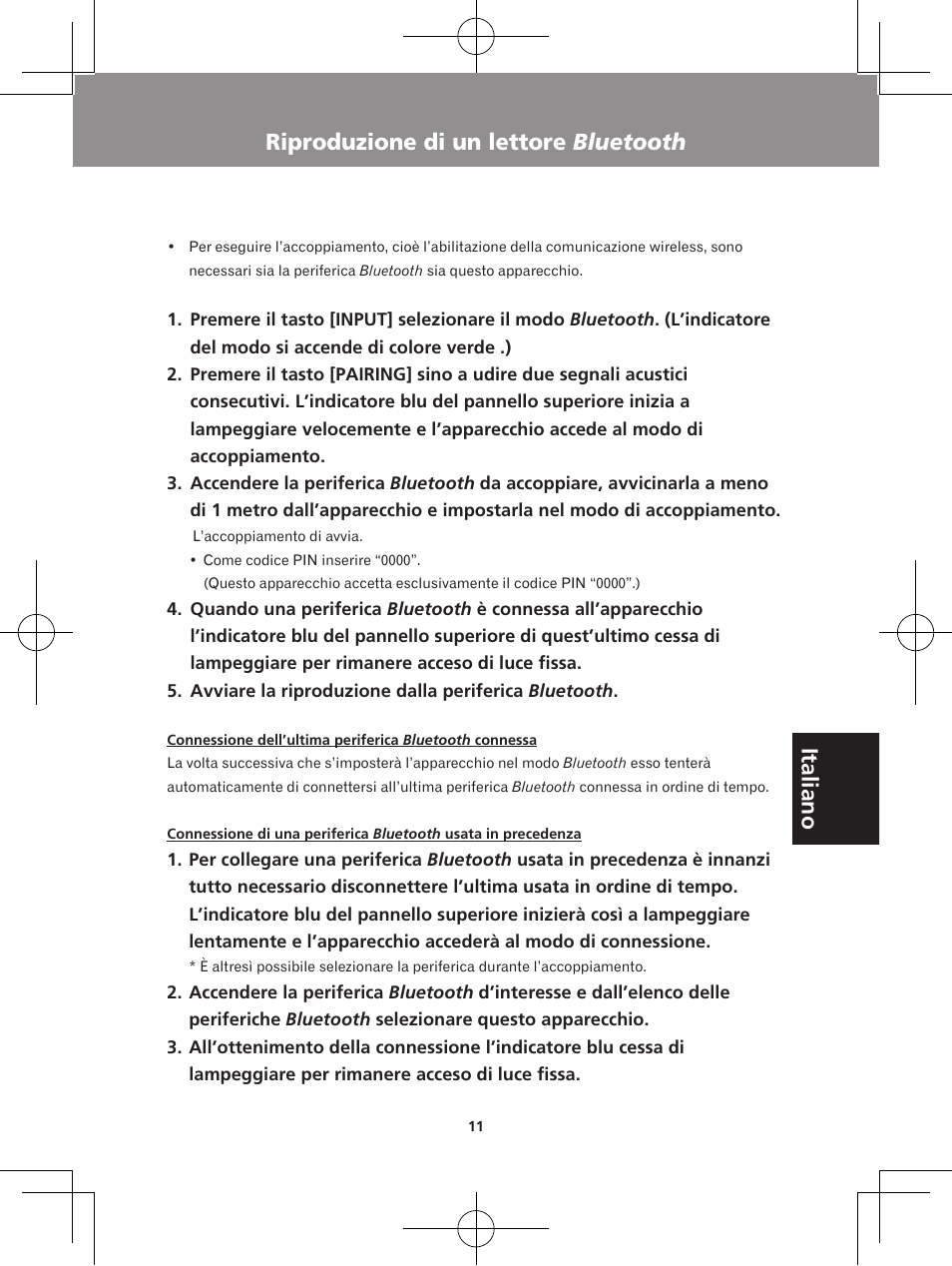 Italiano, Riproduzione di un lettore bluetooth | Pioneer XW-BTS5-W User Manual | Page 83 / 112