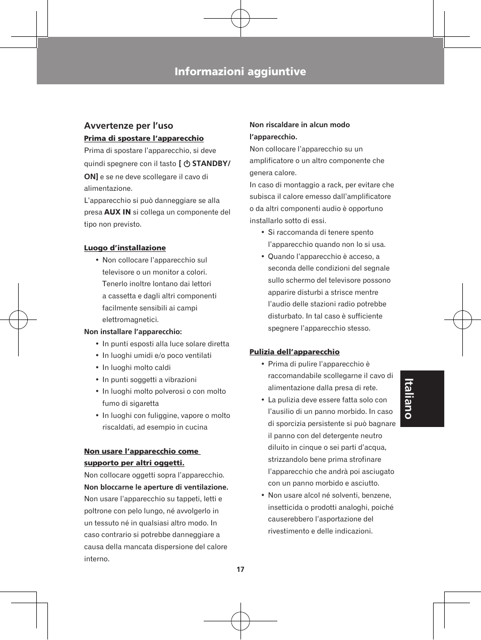 Italiano, Informazioni aggiuntive | Pioneer XW-BTS5-W User Manual | Page 89 / 112