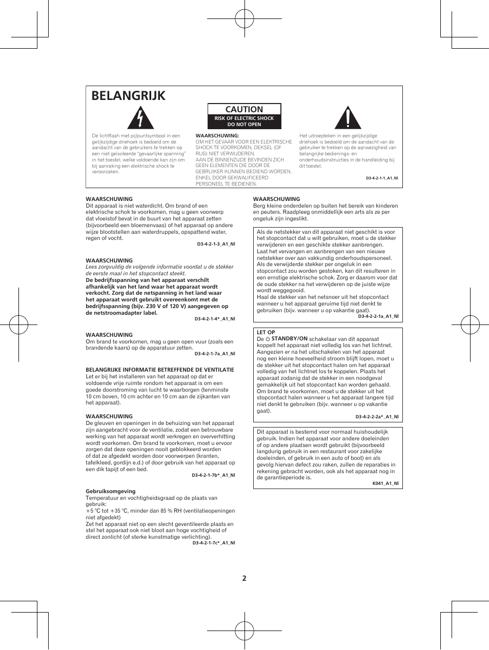 Belangrijk, Caution | Pioneer XW-BTS5-W User Manual | Page 92 / 112