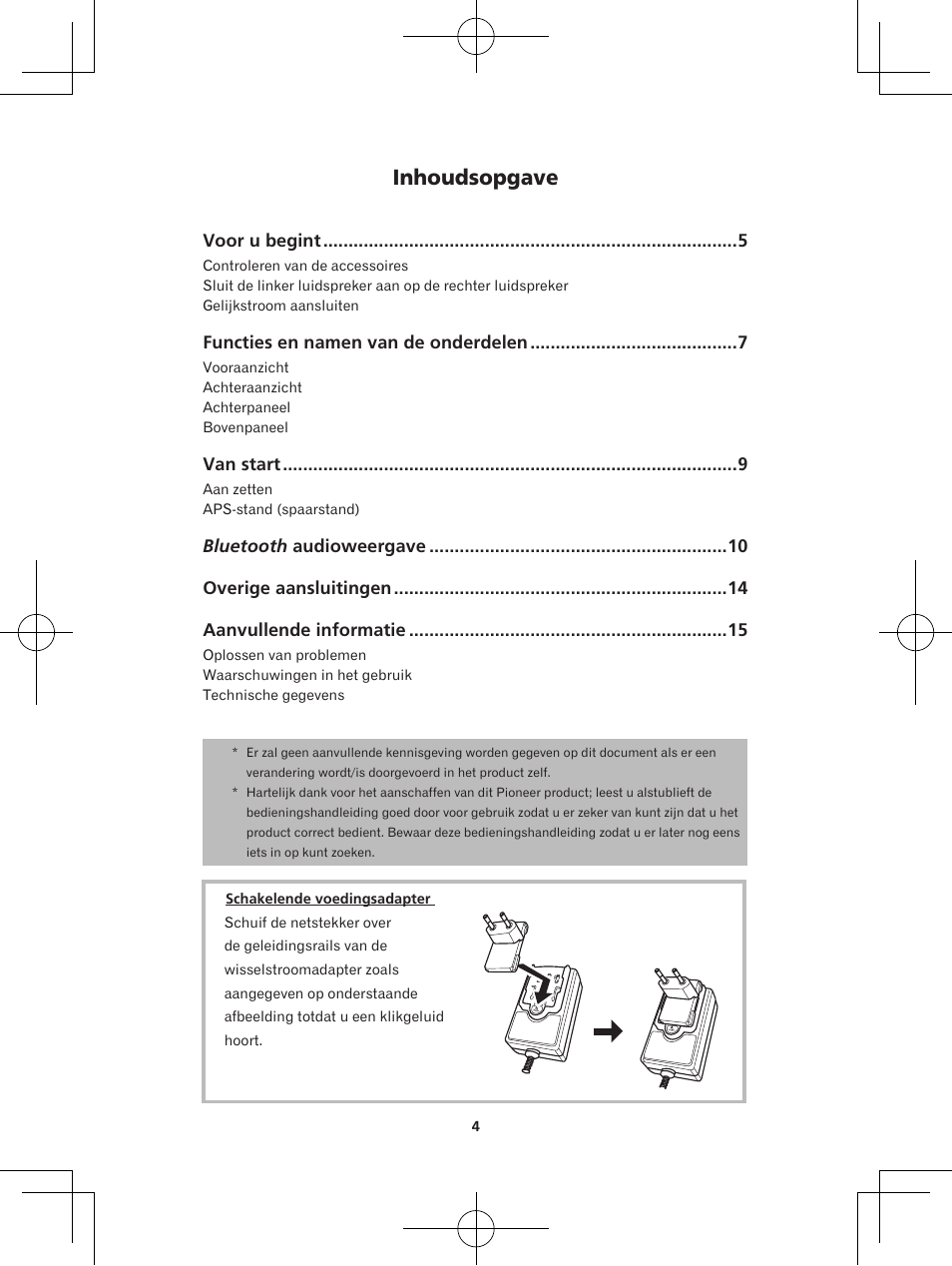 Draadloos speaker systeem, Handleiding, Inhoudsopgave | Pioneer XW-BTS5-W User Manual | Page 94 / 112