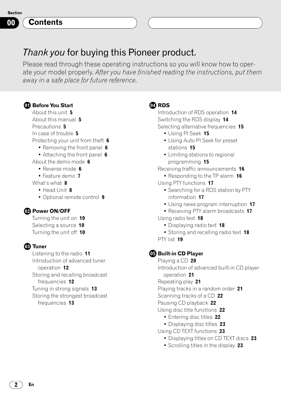 Pioneer DEH-P6400R User Manual | Page 2 / 96