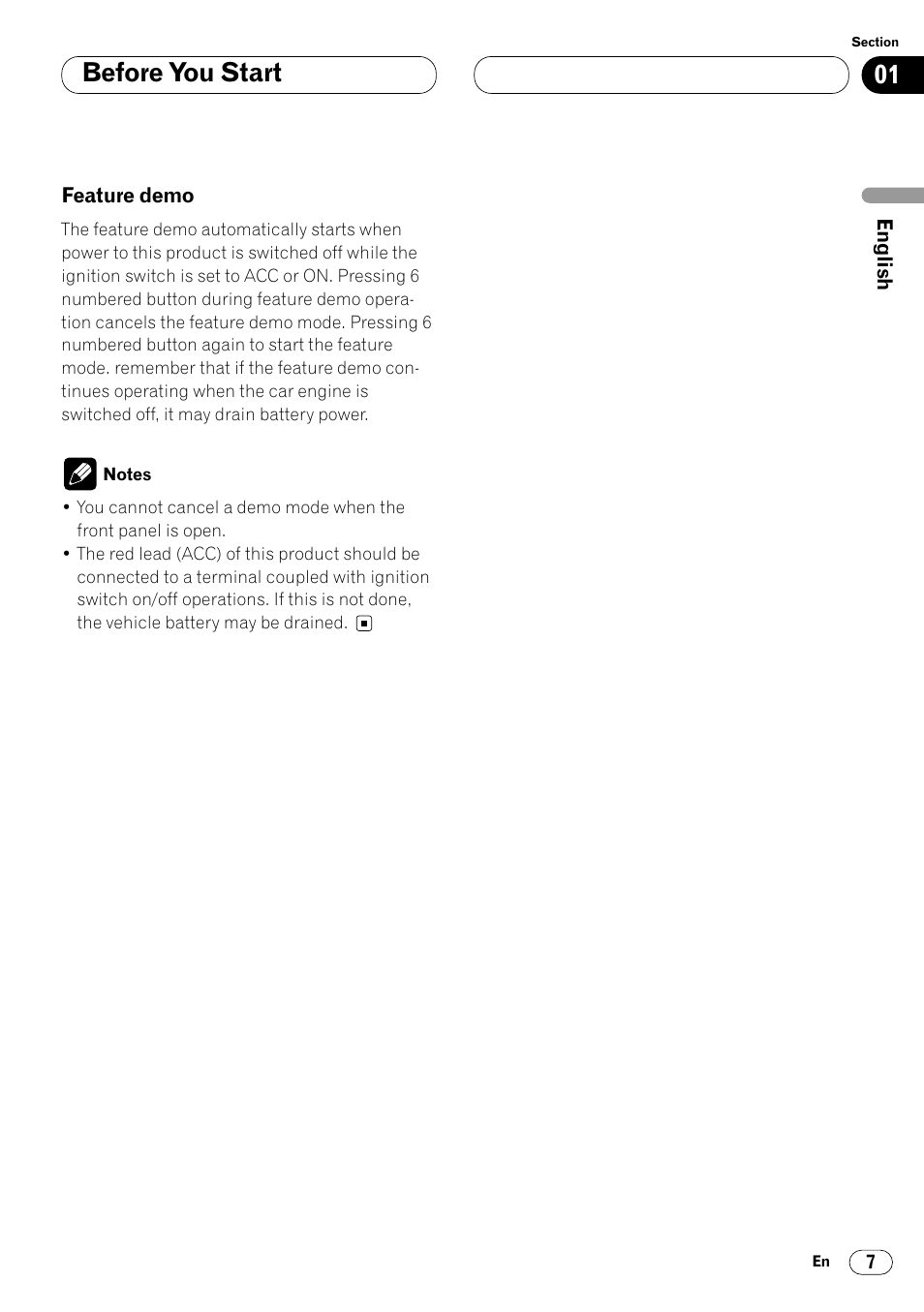 Feature demo 7, Before you start | Pioneer DEH-P6400R User Manual | Page 7 / 96