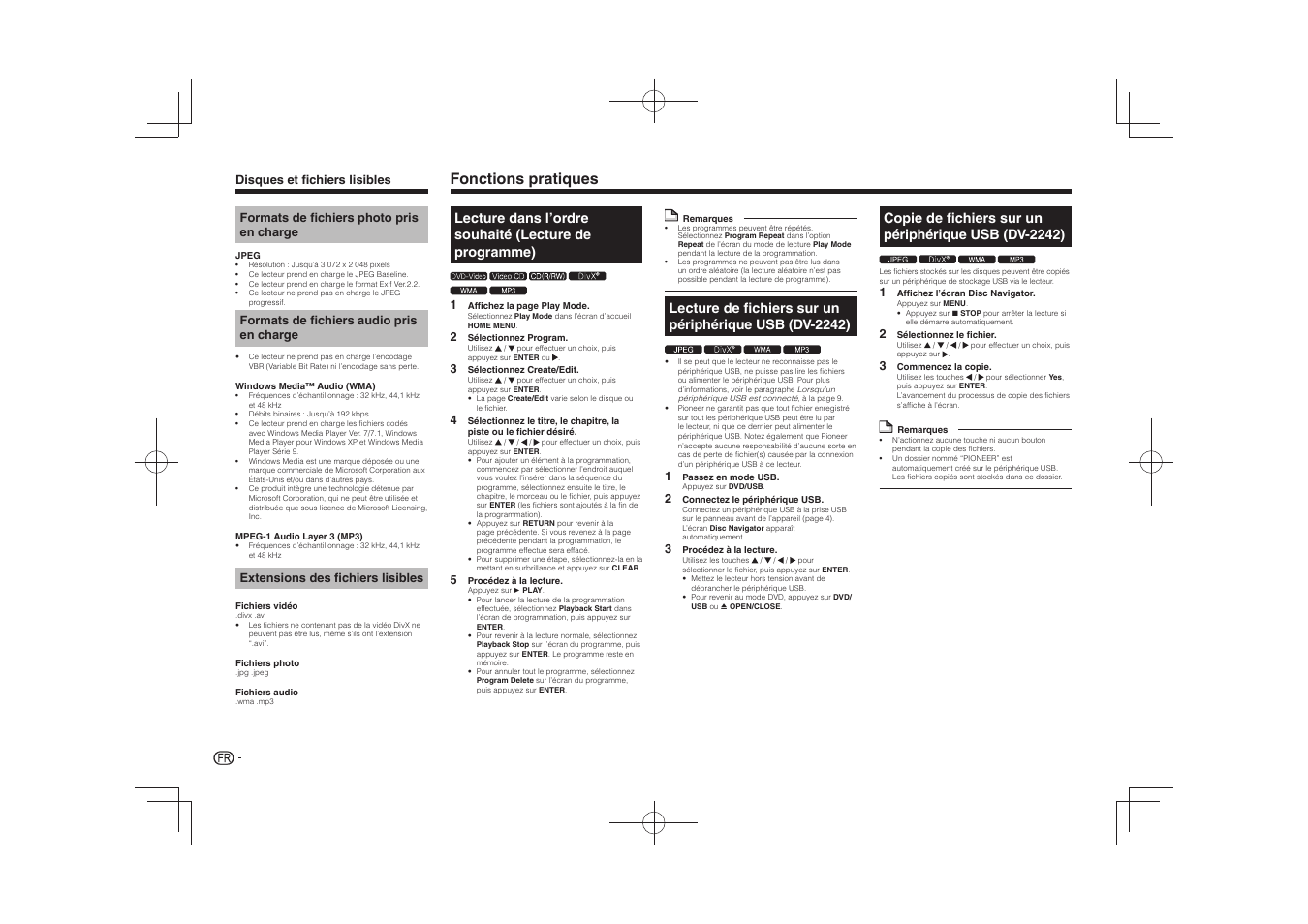 Fonctions pratiques | Pioneer DV-2240 User Manual | Page 16 / 64