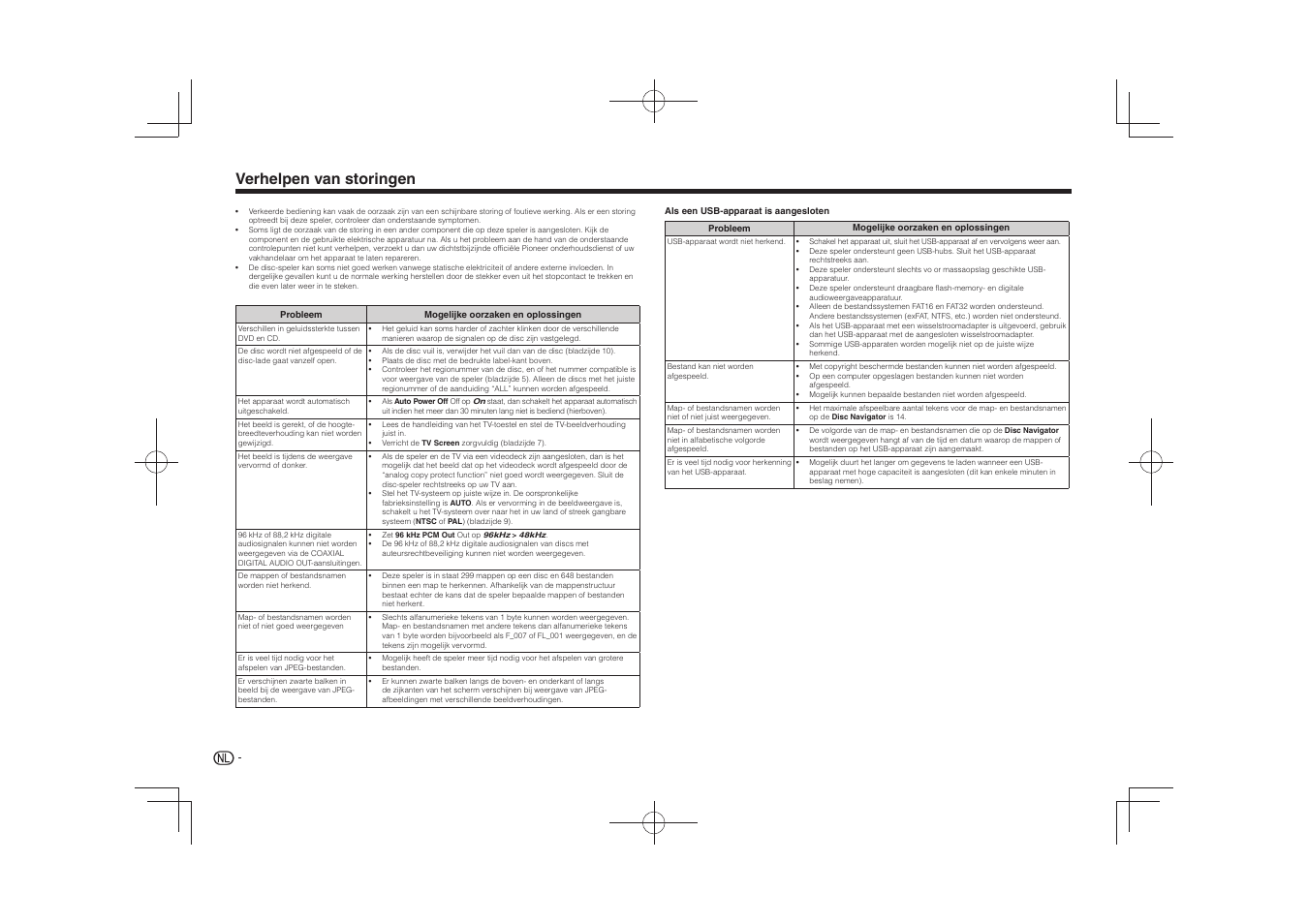 Verhelpen van storingen | Pioneer DV-2240 User Manual | Page 48 / 64