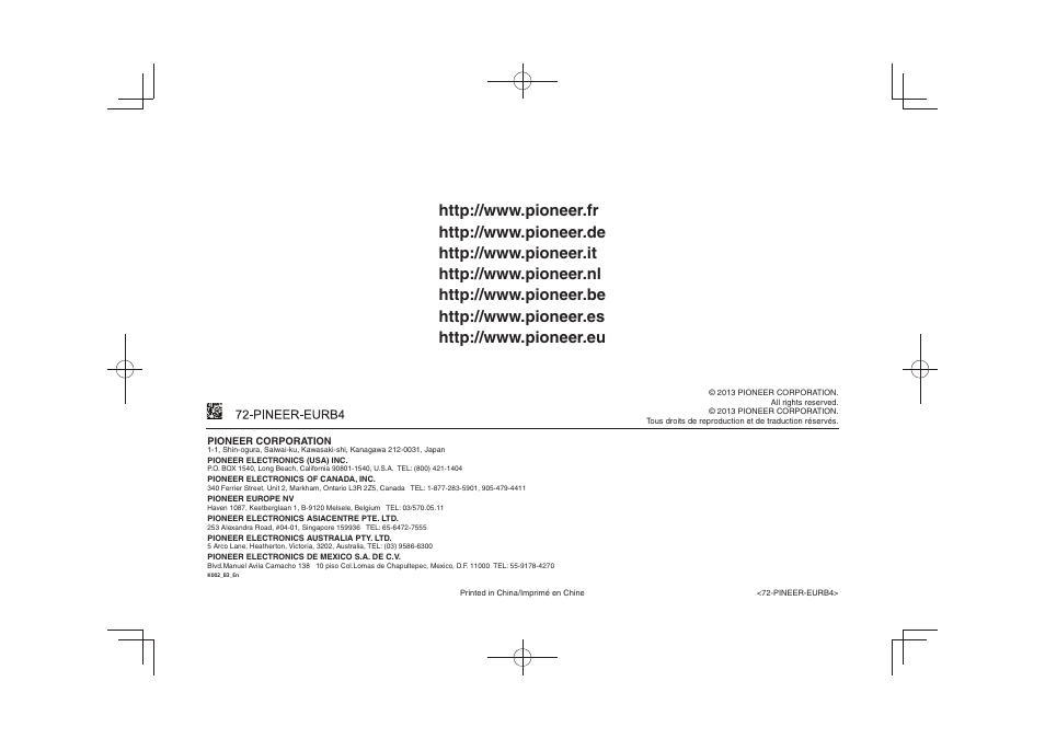 Pioneer DV-2240 User Manual | Page 64 / 64