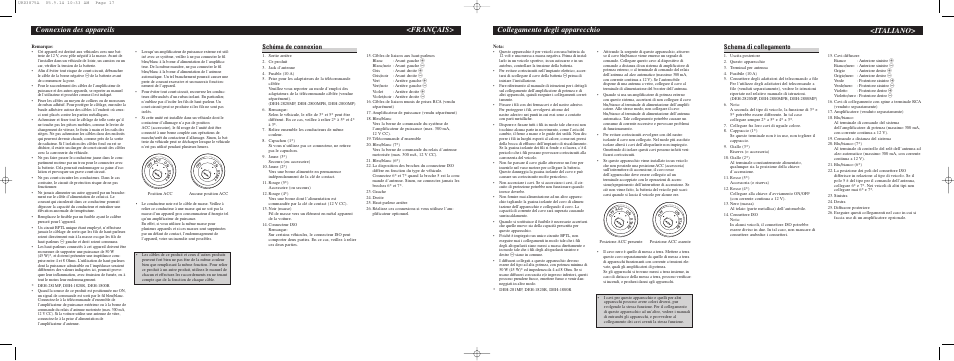 Français> connexion des appareils, Collegamento degli apparecchio, Italiano | Schéma de connexion, Schema di collegamento | Pioneer DEH-1800R User Manual | Page 5 / 6