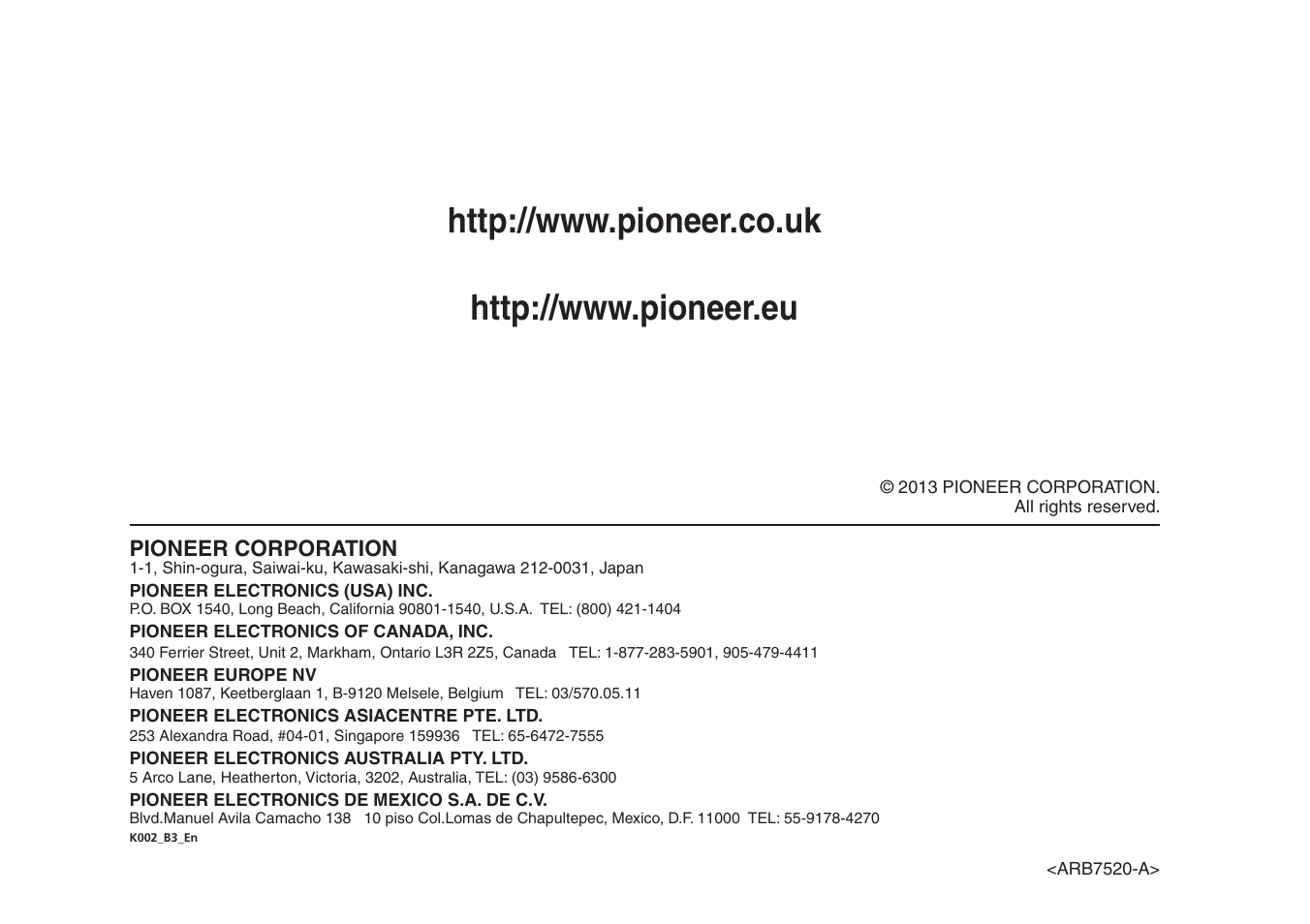 Pioneer VSX-423-S User Manual | Page 41 / 41
