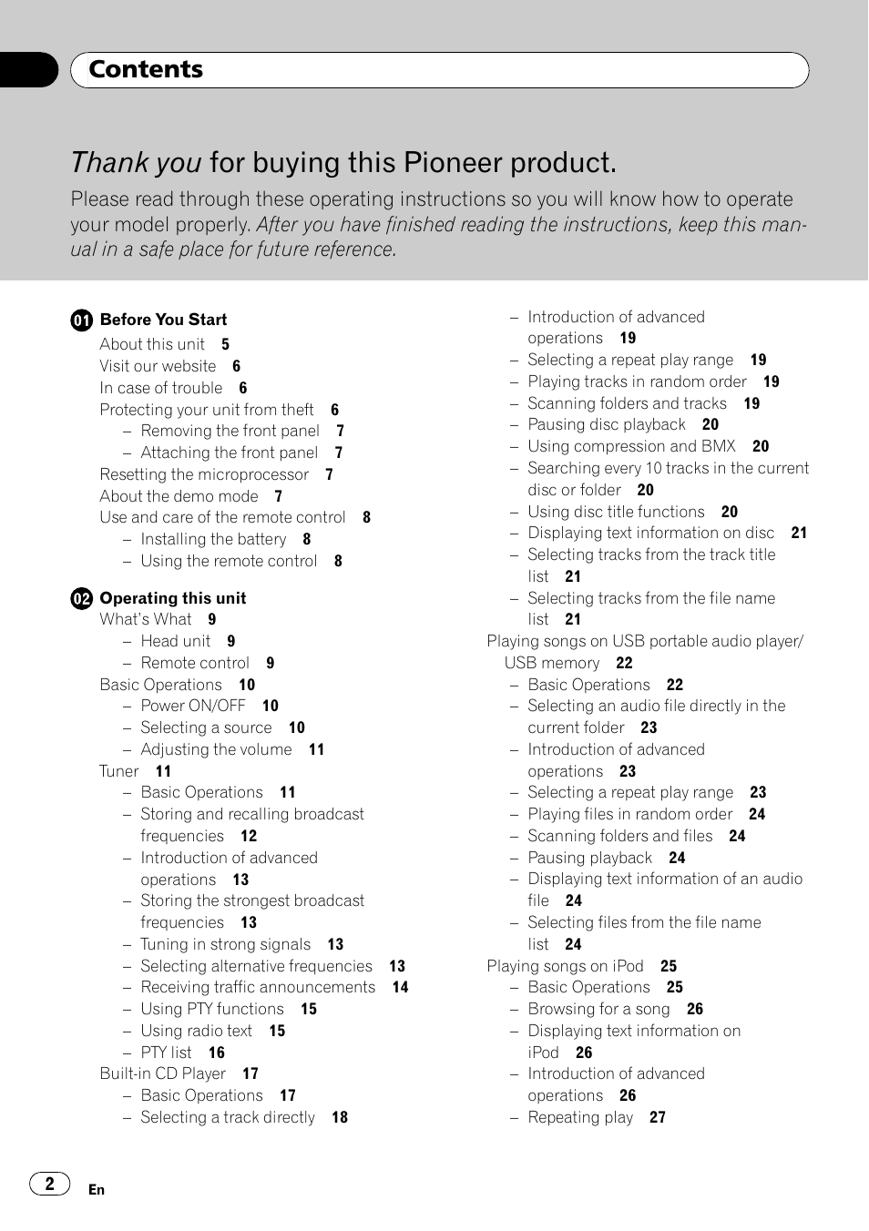 Pioneer DEH-P7900UB User Manual | Page 2 / 142