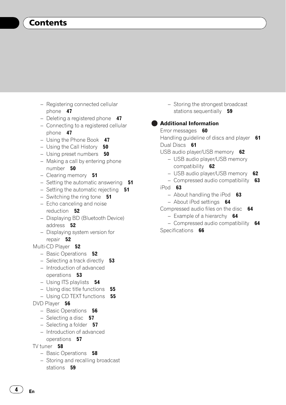 Pioneer DEH-P7900UB User Manual | Page 4 / 142