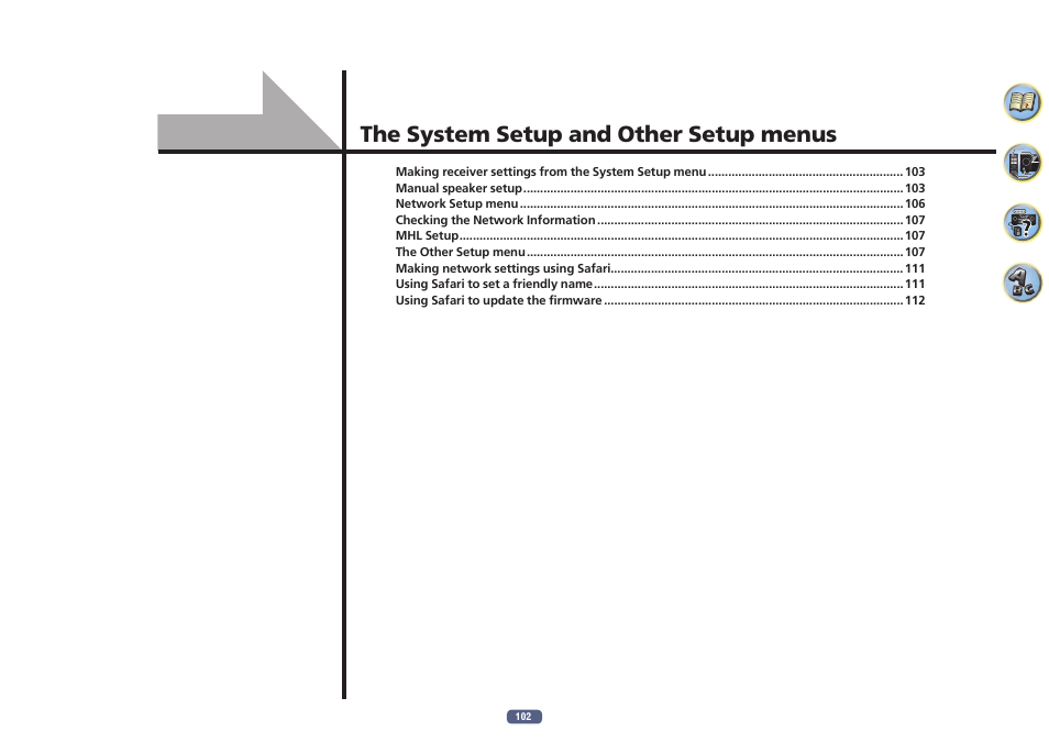 The system setup and other setup menus, System setup and other setup menus | Pioneer SC-LX78-K User Manual | Page 102 / 140