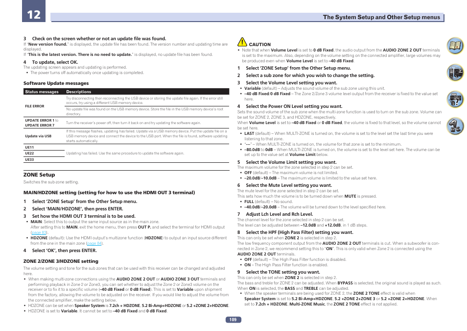 Zone setup | Pioneer SC-LX78-K User Manual | Page 109 / 140