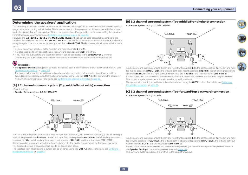 Determining the speakers’ application | Pioneer SC-LX78-K User Manual | Page 20 / 140