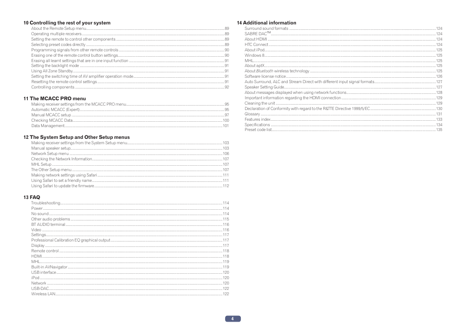 Pioneer SC-LX78-K User Manual | Page 4 / 140