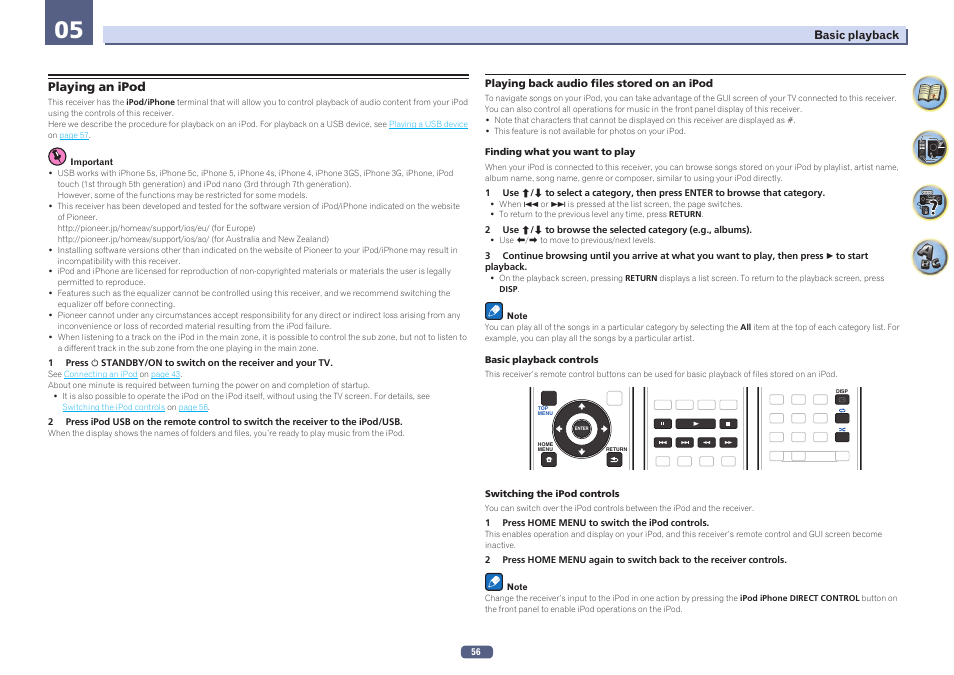 Playing an ipod | Pioneer SC-LX78-K User Manual | Page 56 / 140