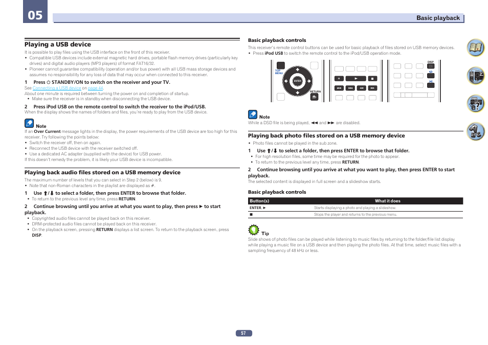 Playing a usb device | Pioneer SC-LX78-K User Manual | Page 57 / 140