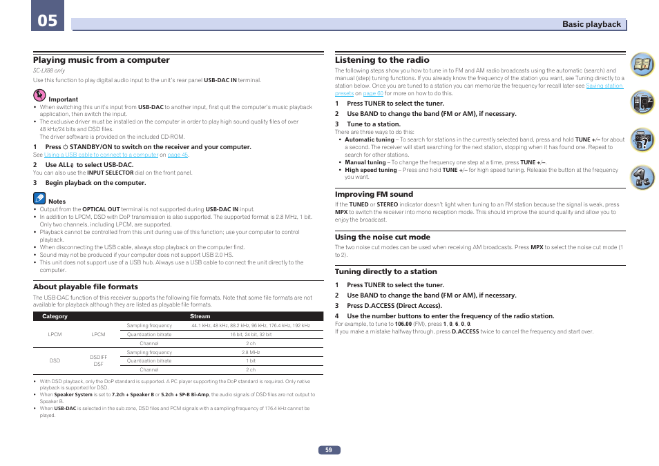 Playing music from a computer | Pioneer SC-LX78-K User Manual | Page 59 / 140