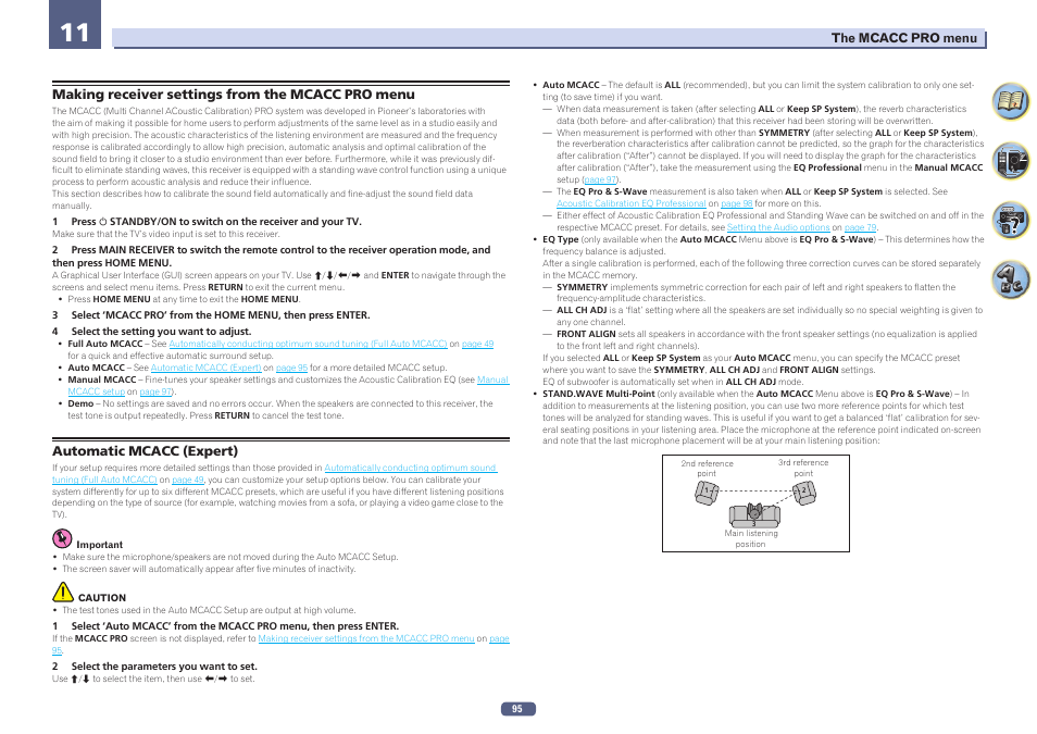 Automatic mcacc (expert), Making receiver settings from the mcacc pro menu | Pioneer SC-LX78-K User Manual | Page 95 / 140
