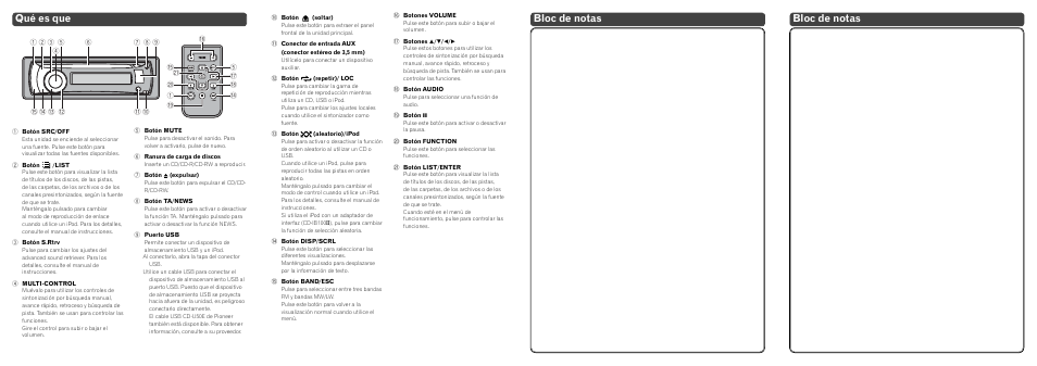 Bloc de notas, Qué es que | Pioneer DEH-P5100UB User Manual | Page 4 / 8