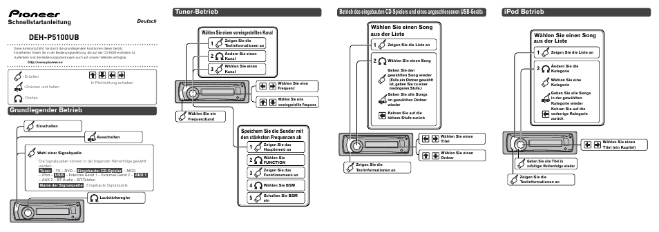 Deh-p5100ub, Schnellstartanleitung | Pioneer DEH-P5100UB User Manual | Page 5 / 8