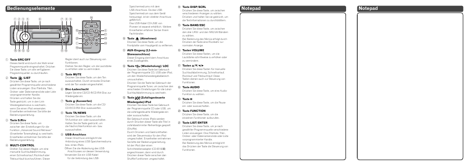 Bedienungselemente | Pioneer DEH-P5100UB User Manual | Page 6 / 8