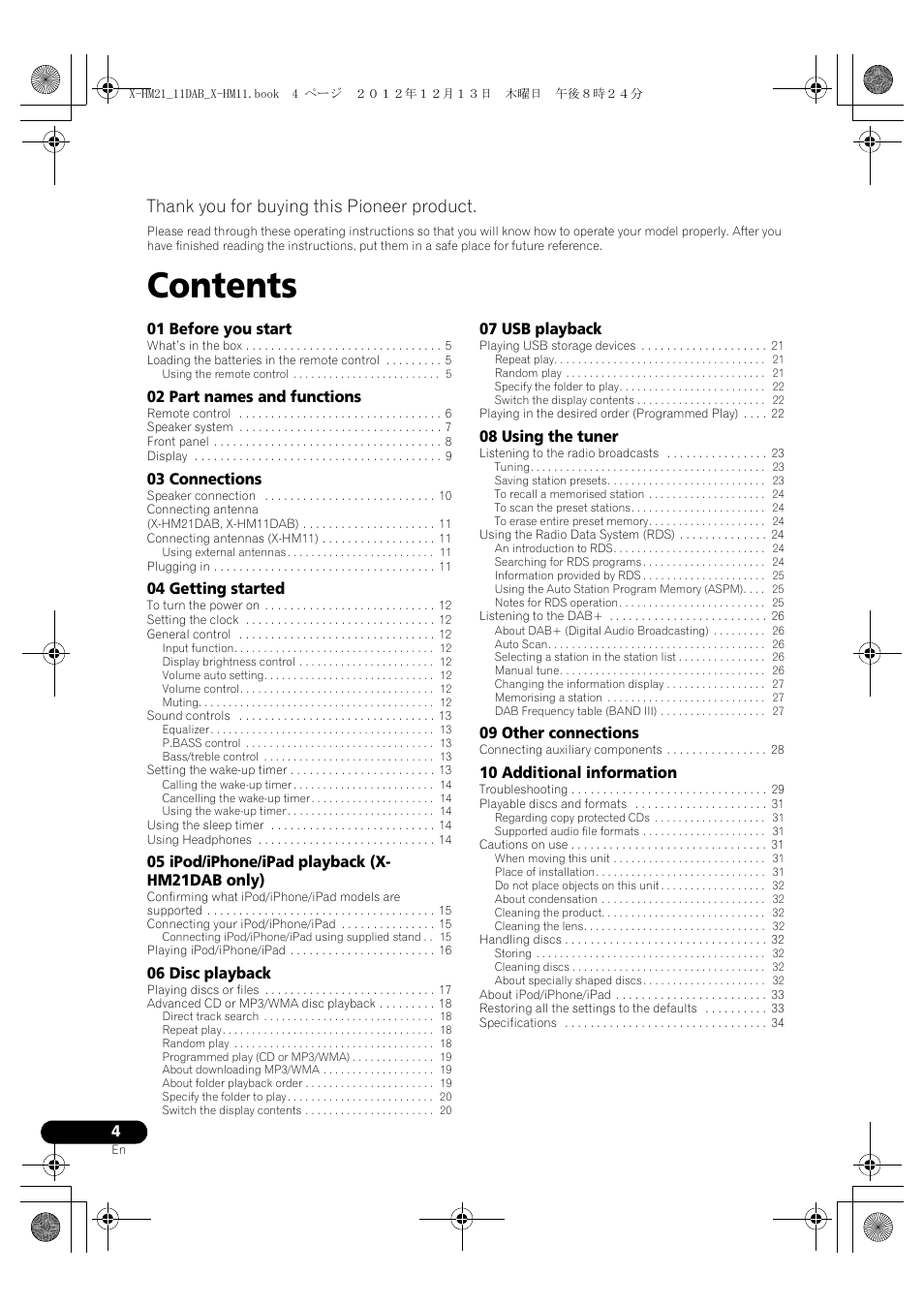 Pioneer X-HM11DAB-K User Manual | Page 4 / 36