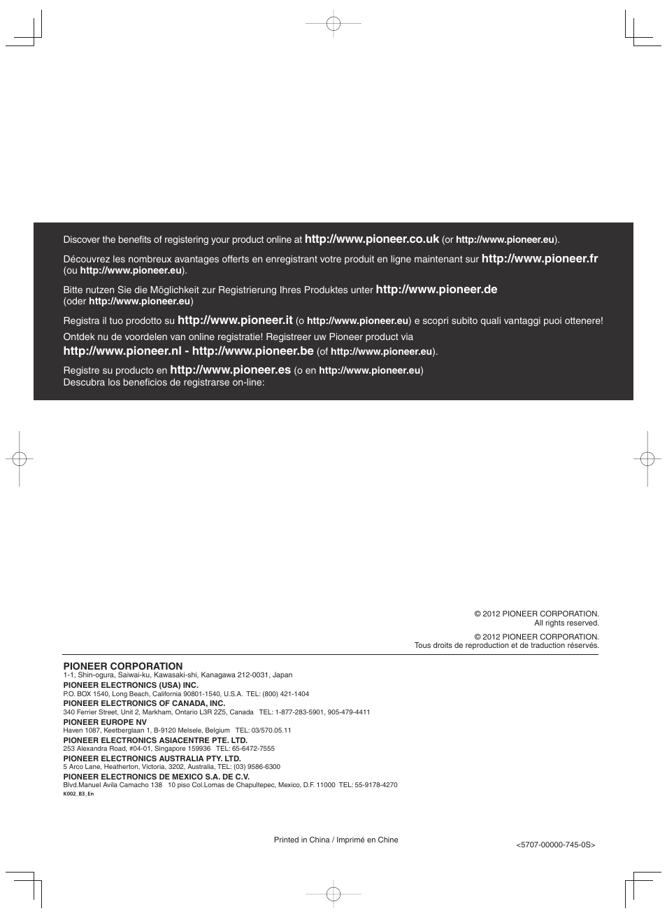 Pioneer SX-20-K User Manual | Page 28 / 28