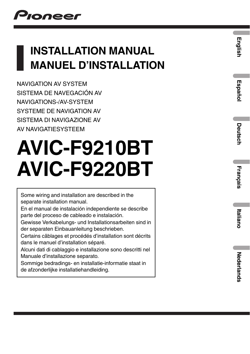 Pioneer AVIC-F9210BT User Manual | 132 pages